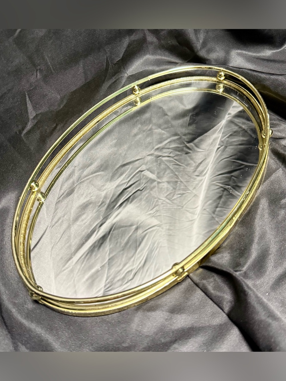 Vintage Oval Mirrored Vanity Tray